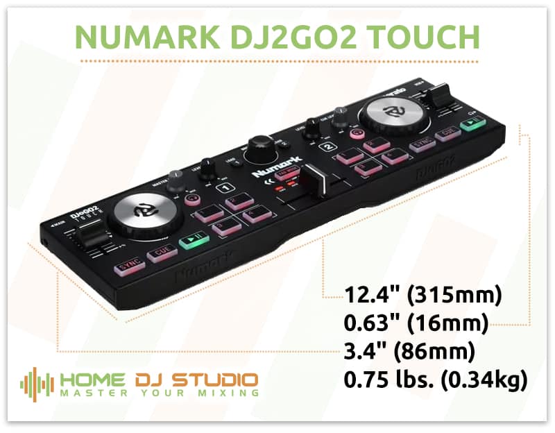 Numark DJ2GO2 Touch Dimensions