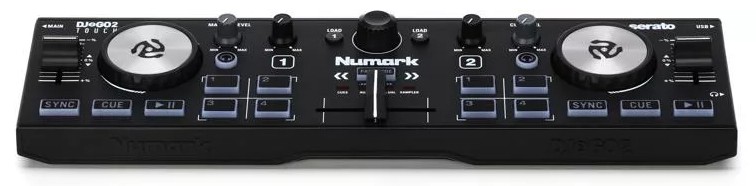 Front angle picture of the Numark DJ2GO2 Touch.
