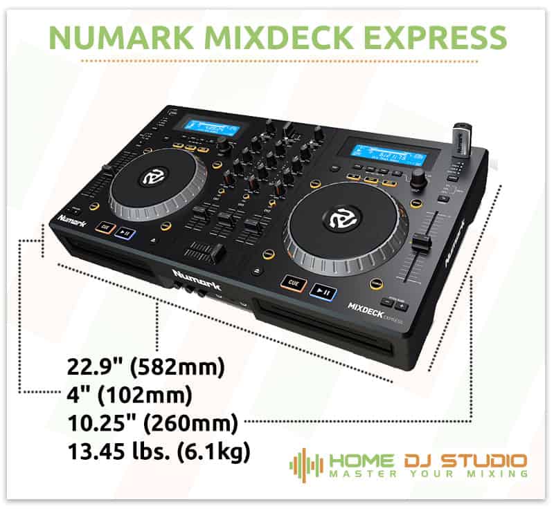 Numark Mixdeck Express Dimensions