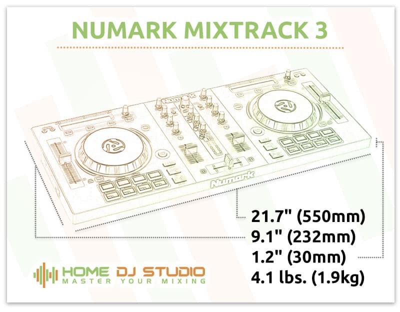 Numark Mixtrack 3 Dimensions