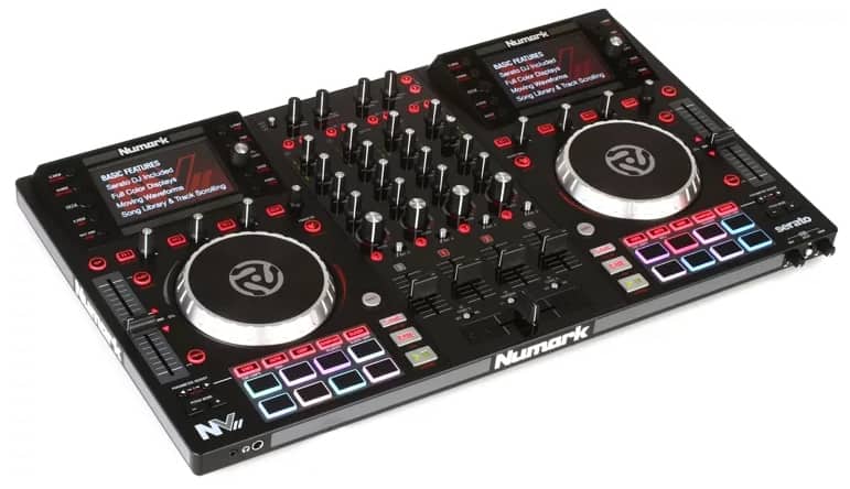 Three quarter view of the Numark NV II DJ controller