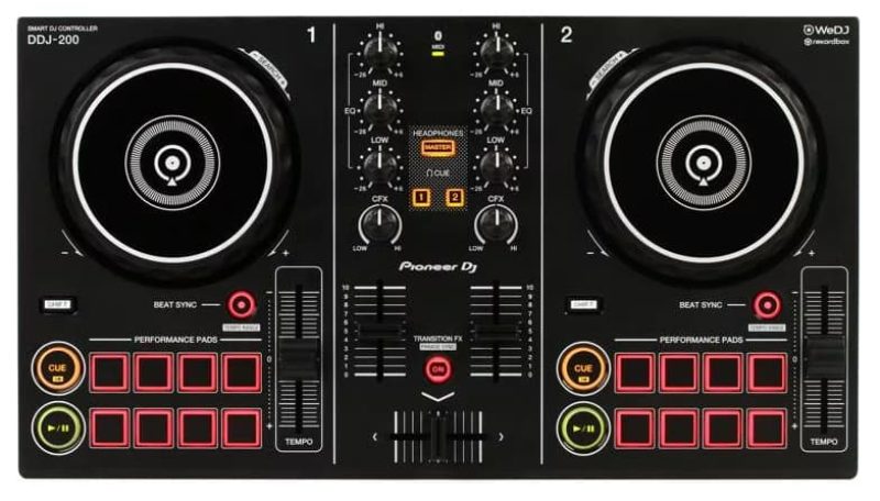 Top view of the Pioneer DDJ 200