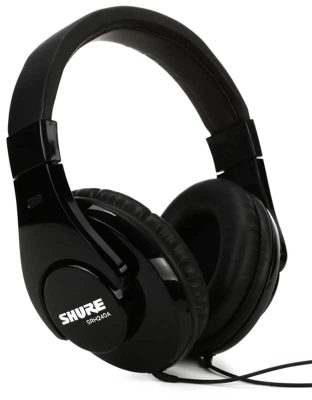 Three quarter view of the Shure SRH240A headphones.