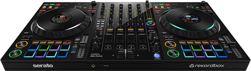 Front angle view of the Pioneer DDJ-FLX10 DJ Controller.