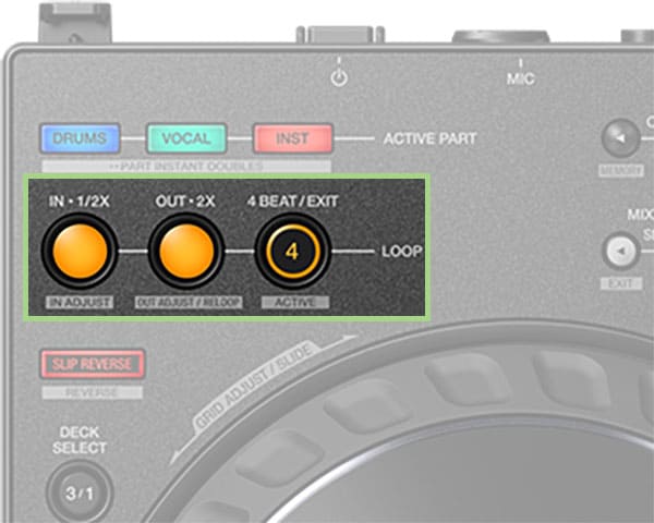 Pioneer DDJ-FLX10 Looping Controls.