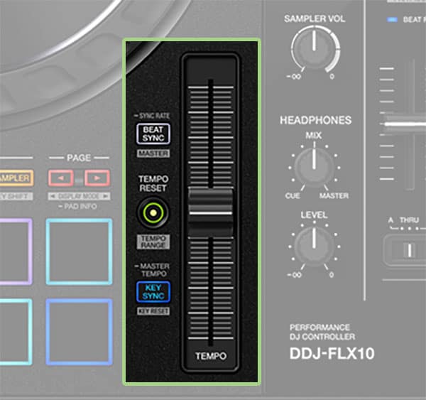 Pioneer DDJ-FLX10 Pitch Faders.