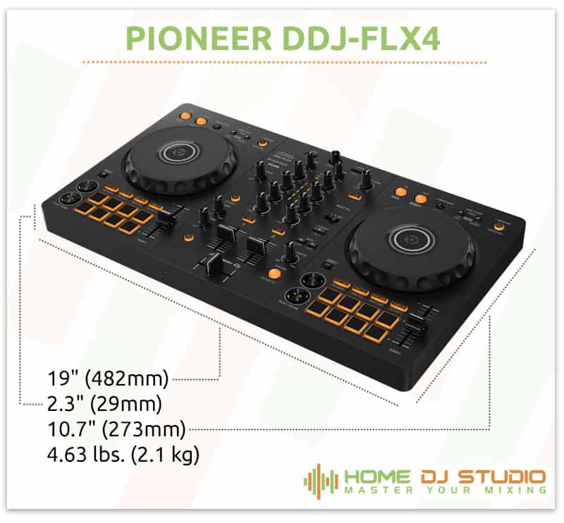 Pioneer DDJ-FLX4 Dimensions.