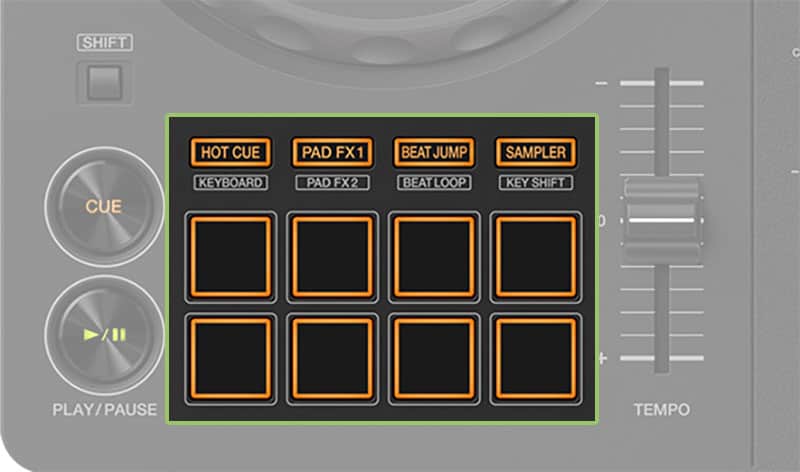 Pioneer DDJ-FLX4 Performance Pads.