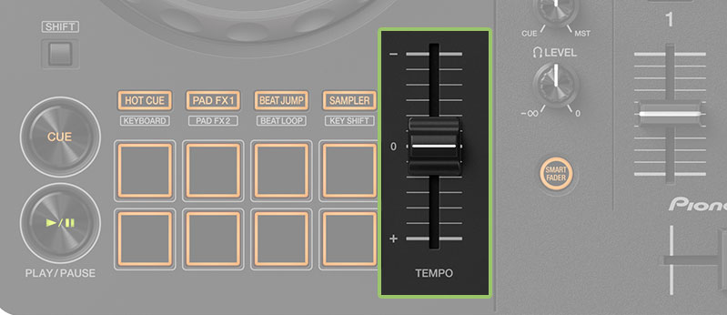 Pioneer DDJ-FLX4 Pitch Faders.