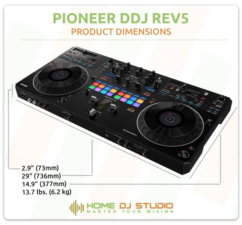 Pioneer DDJ REV5 Dimensions.
