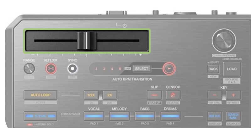 Pioneer DDJ REV5 Pitch Faders.