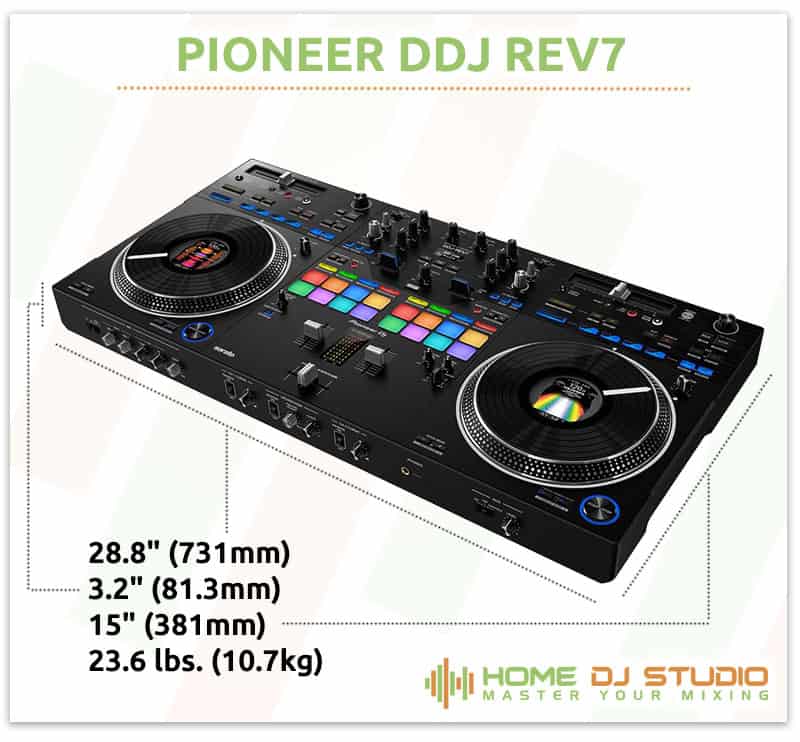 Pioneer DDJ REV7 Dimensions.