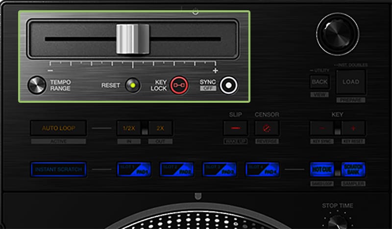 Pioneer DDJ REV7 Pitch Faders.