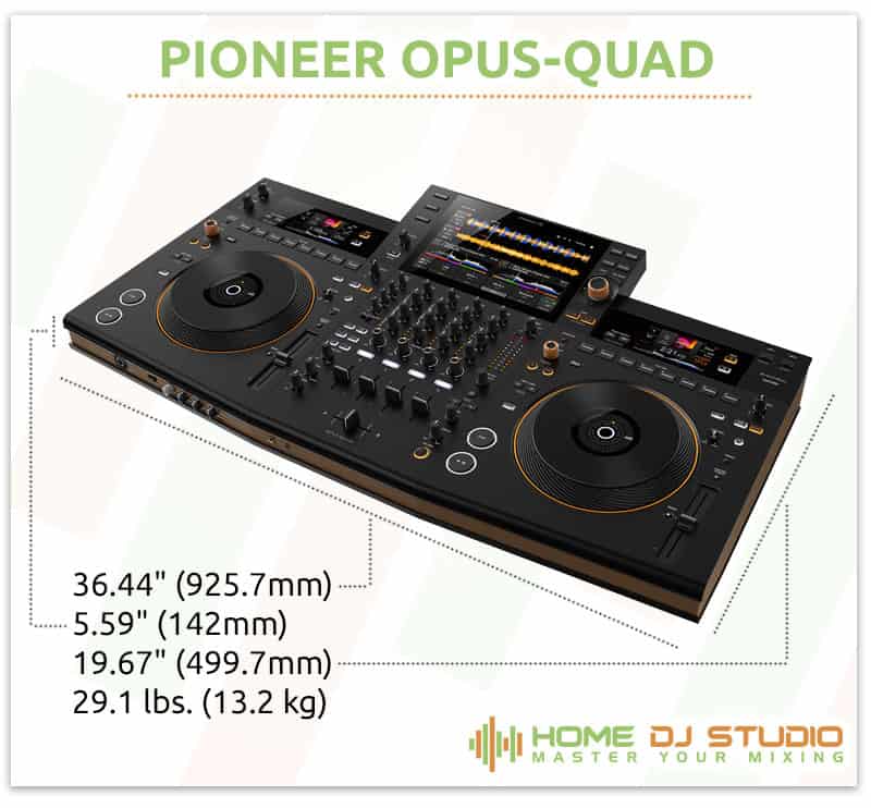 Pioneer DJ OPUS-QUAD Dimensions.
