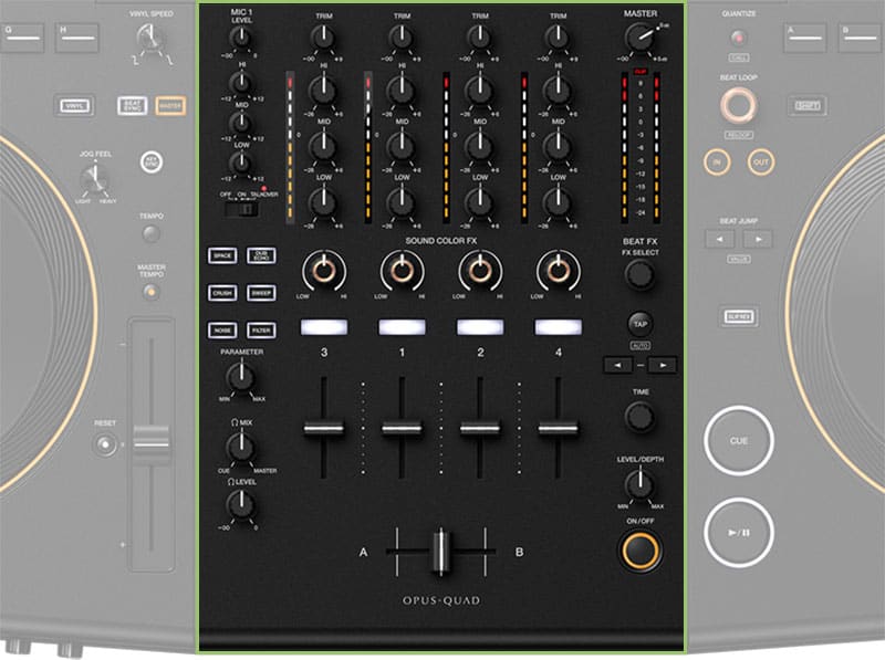 Pioneer DJ OPUS-QUAD Mixer Section.