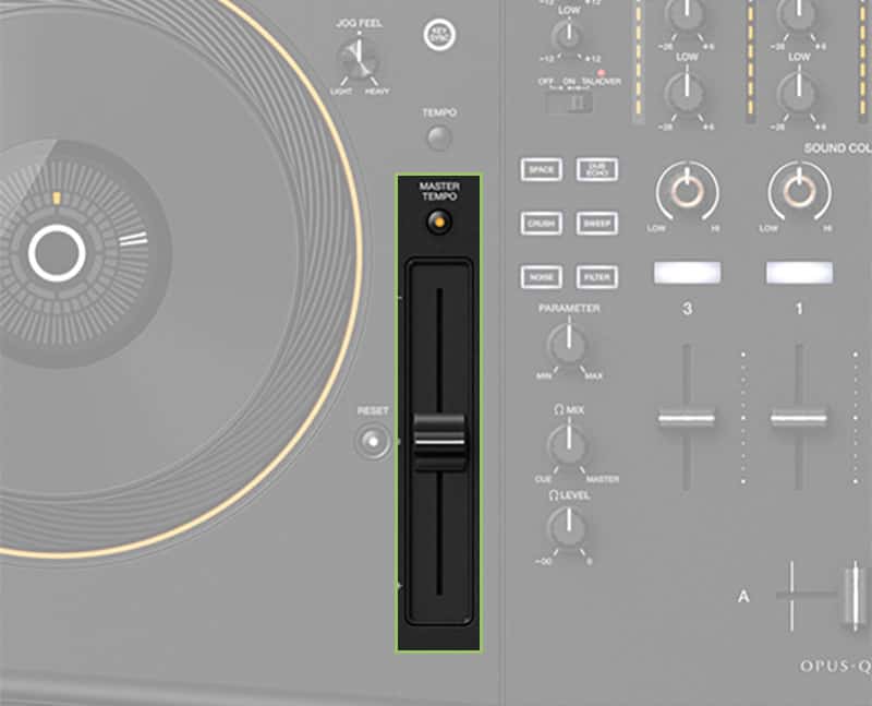 Pioneer DJ OPUS-QUAD Pitch Faders.
