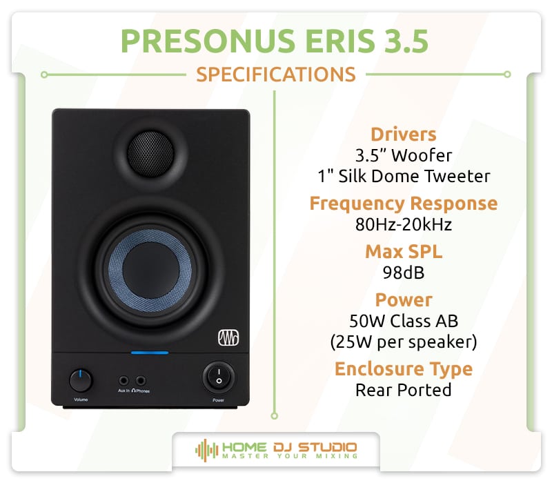 PreSonus Eris 3.5 Specifications.
