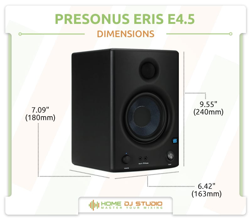 PreSonus Eris E4.5 Dimensions.