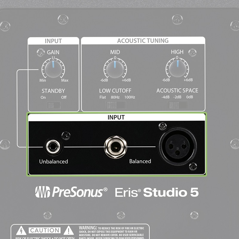 PreSonus Eris Studio 5 Connection Options.