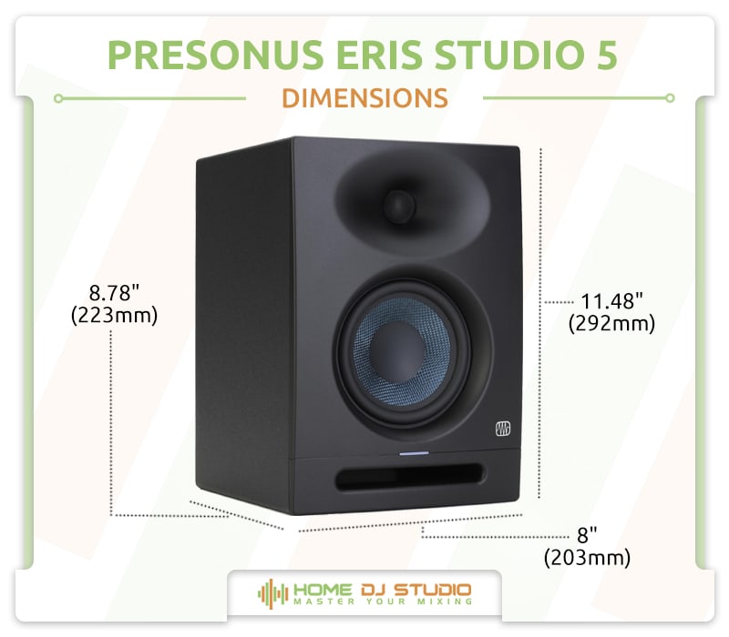 PreSonus Eris Studio 5 Dimensions.