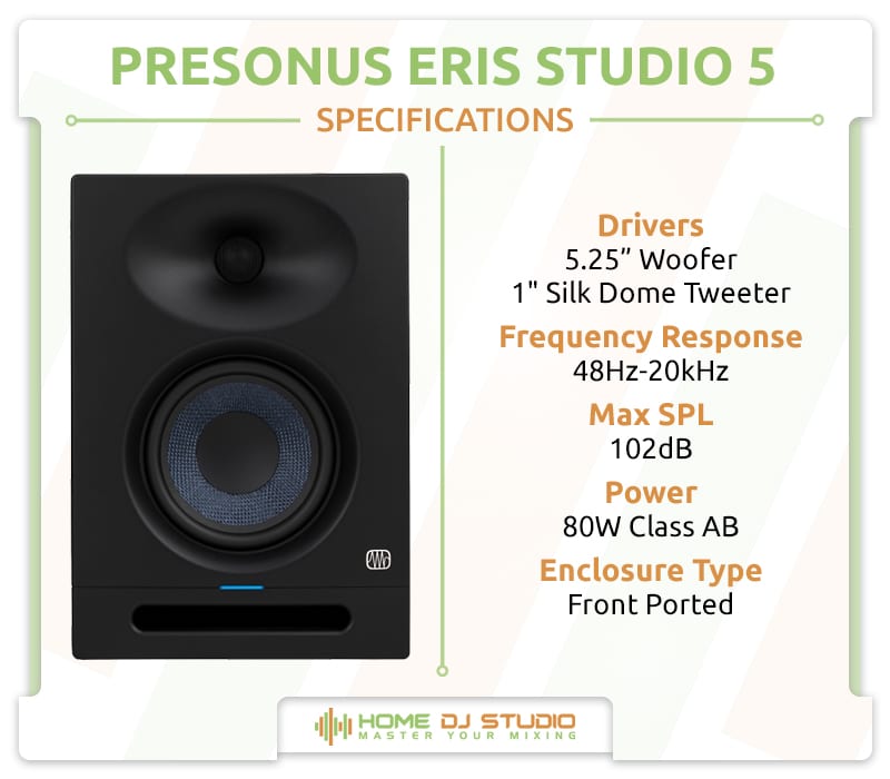 PreSonus Eris Studio 5 Specifications.