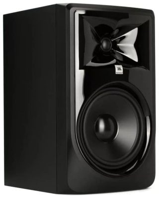 Three quarter view of the JBL 308P MkII studio monitor
