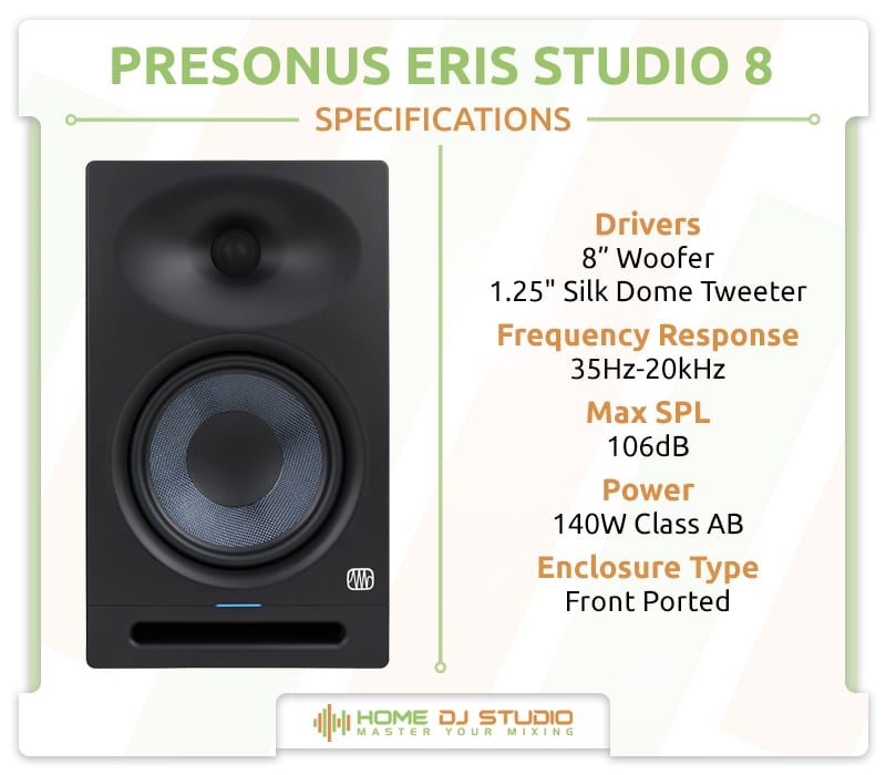 PreSonus Eris Studio 8 Specifications.
