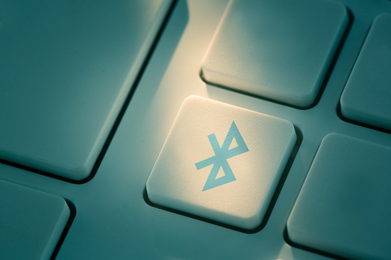 Bluetooth symbol on a keyboard.