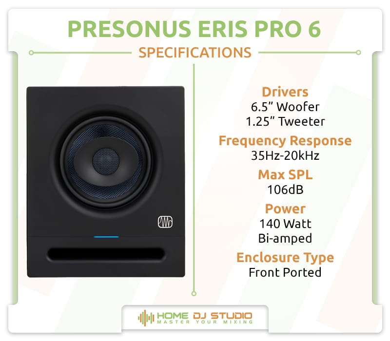 PreSonus Eris Pro 6 Specifications.