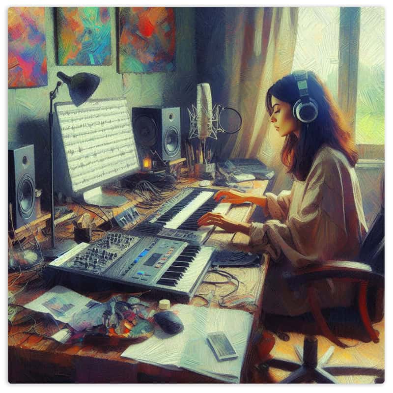 Woman in a music studio.