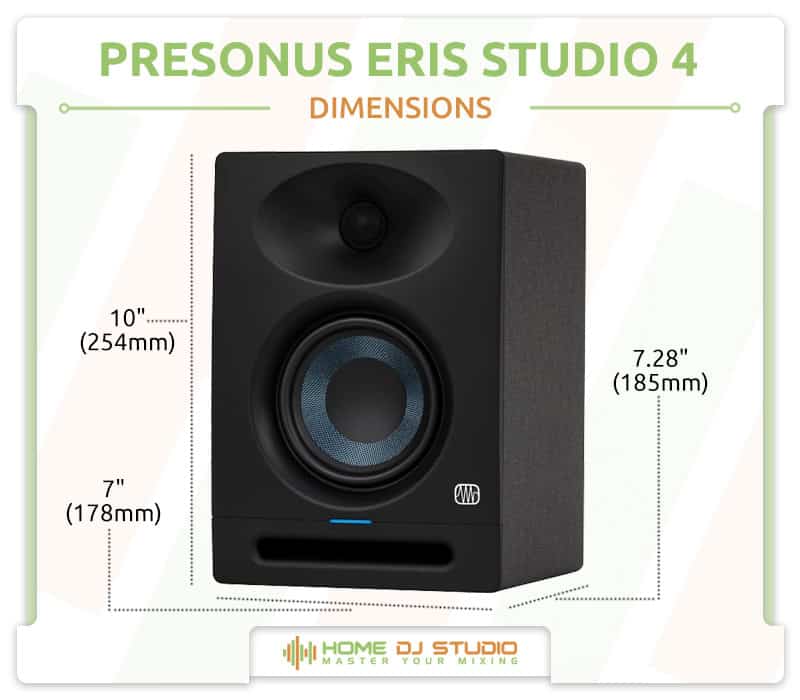 PreSonus Eris Studio 4 Dimensions.