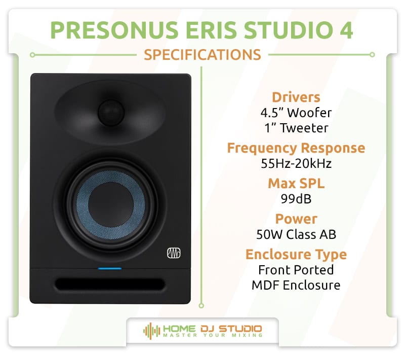PreSonus Eris Studio 4 Specifications.