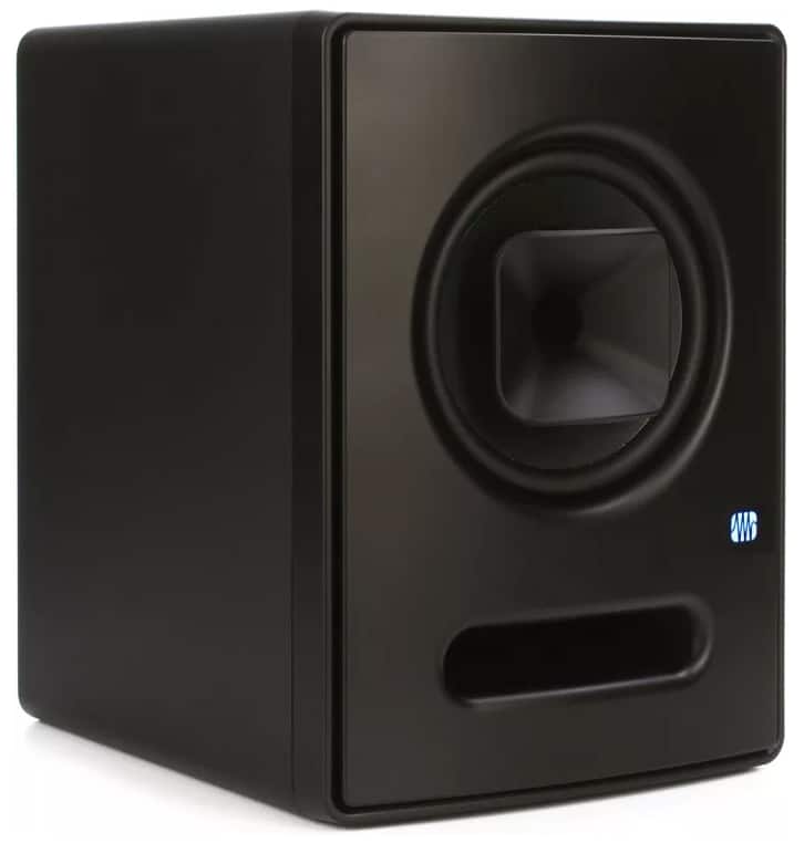 Three quarter view of the PreSonus Sceptre S8 studio monitor