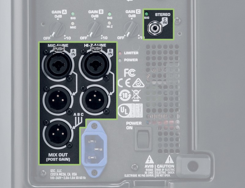 QSC K10.2 Connection Options.