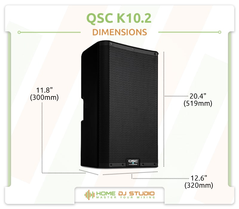 QSC K10.2 Dimensions.