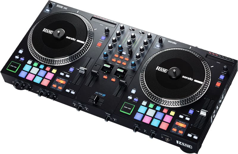 Three quarter view of the Rane One DJ controller