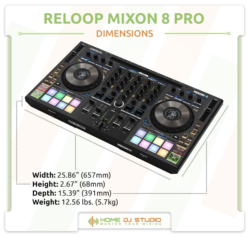 Reloop Mixon 8 Pro Dimensions.