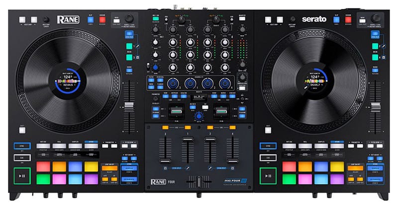 Top view of the Rane Four DJ Controller.