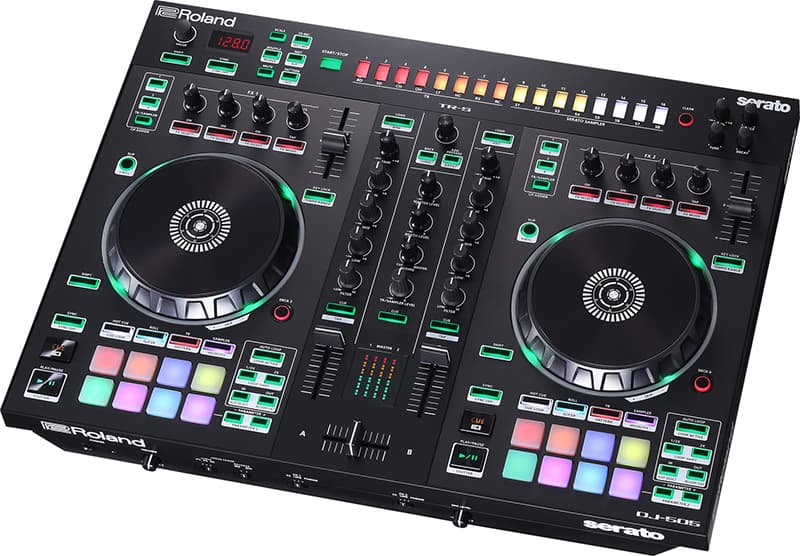 Three quarter view of the Roland DJ 505 DJ Controller