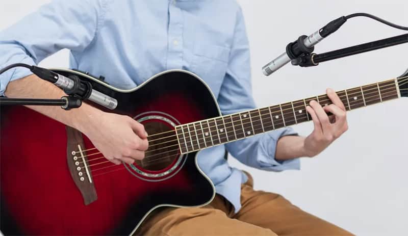 Samson C02 set up to recording an acoustic guitar.