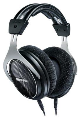 Three quarter view of the Shure SRH1540 headphones