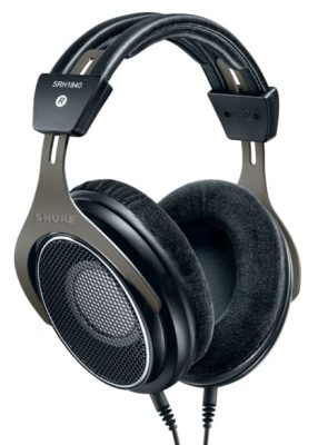 Three quarter view of the Shure SRH1840 headphones.