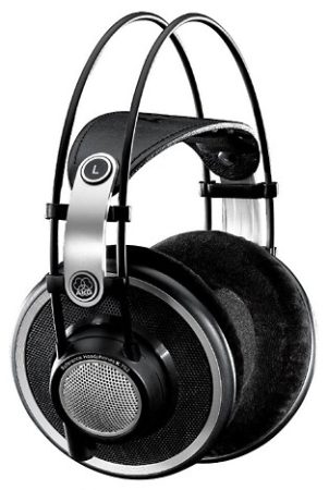 Three quarter view of the AKG K702 headphones