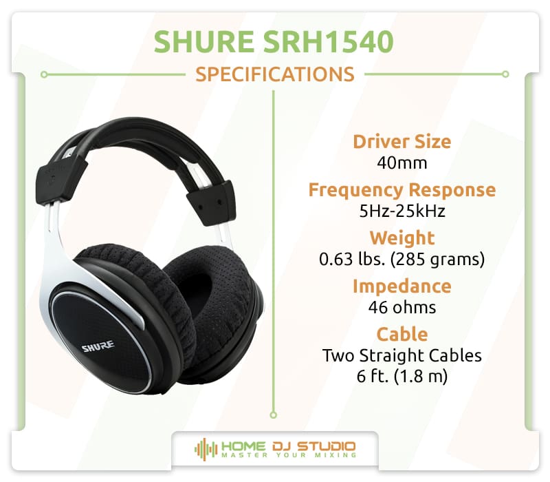 Shure SRH1540 Specifications.