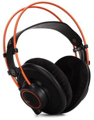 Three quarter view of the AKG K712 headphones.