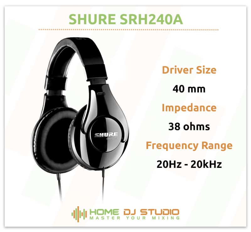 Shure SRH240A Specifications.