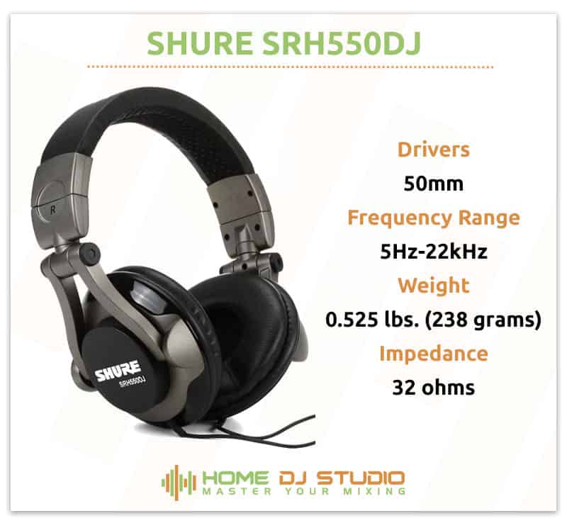 Shure SRH550DJ Specifications.