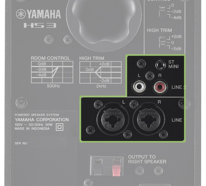 Yamaha HS3 Inputs.