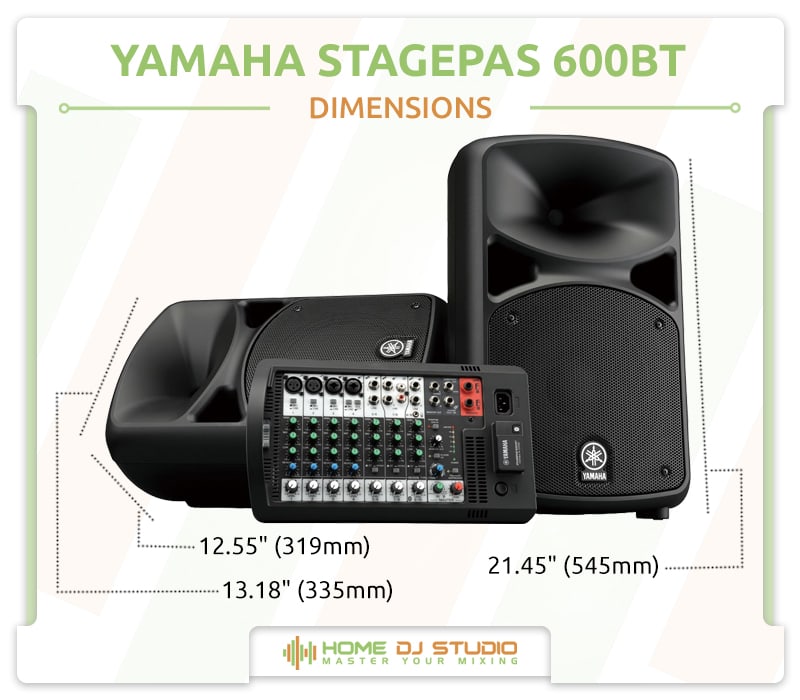 Yamaha STAGEPAS 600BT Dimensions.