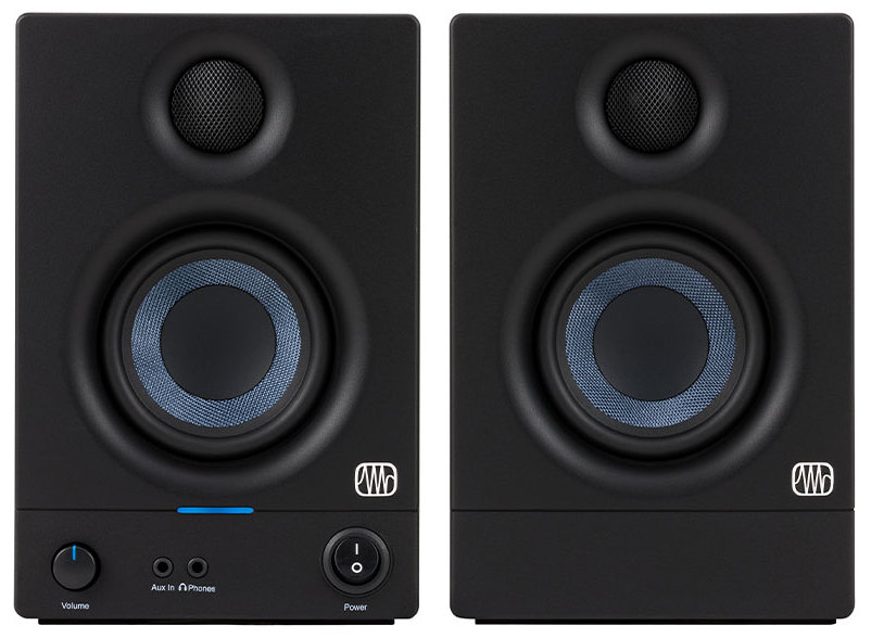 Front view of the PreSonus Eris 3.5 studio monitors.
